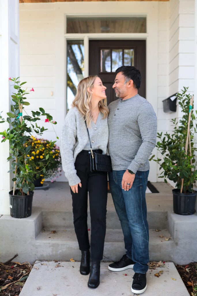 his and hers casual outfits featuring black shoes