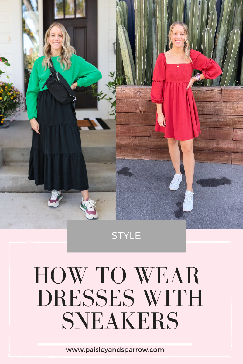 how to wear dresses with sneakers