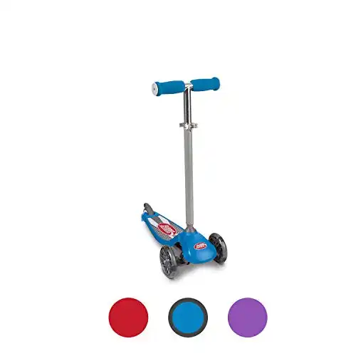 Radio Flyer Lean 'N Glide Scooter with Light Up Wheels, Kids Scooter, Blue Kick Scooter