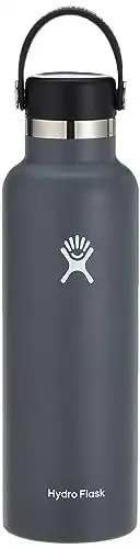 Hydro Flask 21 oz. Water Bottle - Stainless Steel, Reusable, Vacuum Insulated with Standard Mouth Flex Lid , Stone