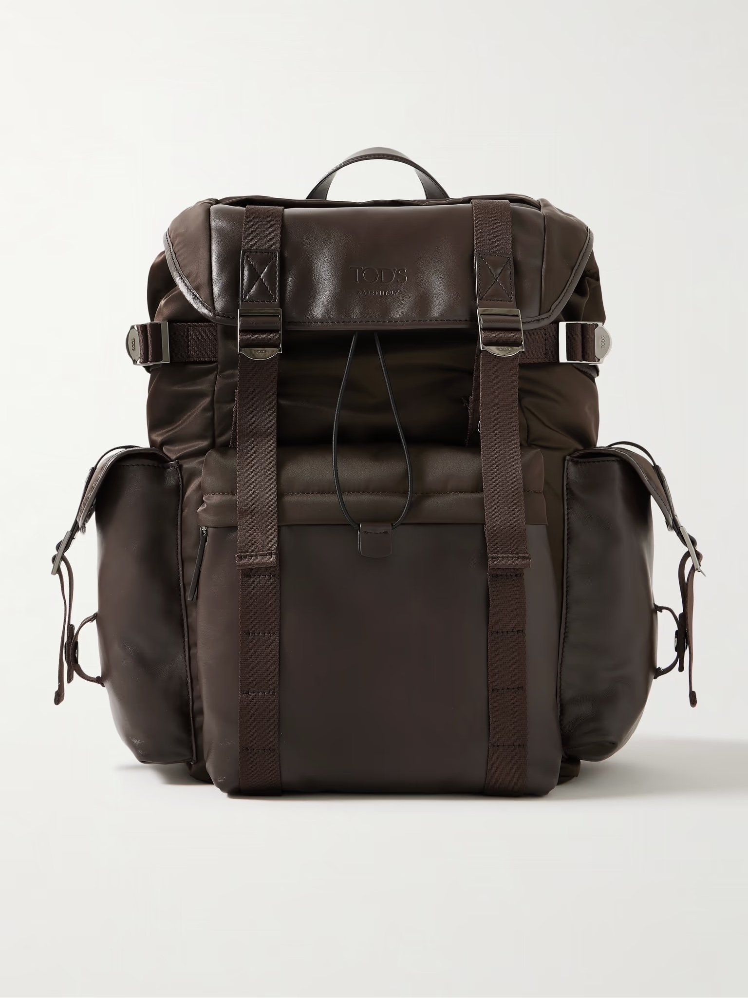 Leather-Trimmed Suede Backpack