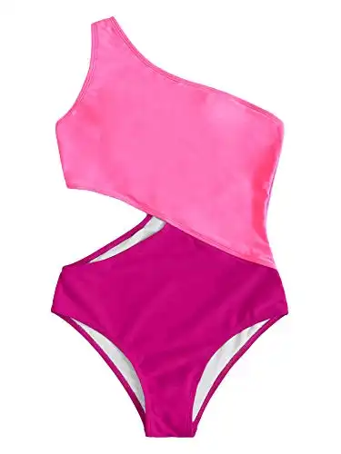 SweatyRocks Women's Bathing Suits One Shoulder Cutout One Piece Swimsuit