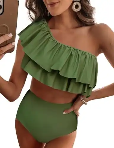 Ruffle One Shoulder Swimsuits for Women