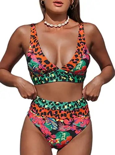 Hilinker Women's Leopard Bikini Swimsuits