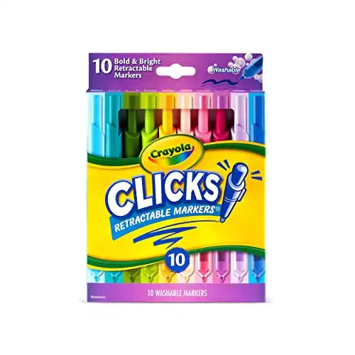 Crayola Clicks Retractable Markers (10ct), Washable Markers for Kids