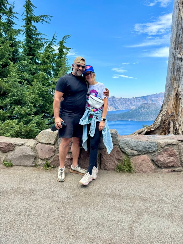 Husband and wife at Crater Lake National Park.