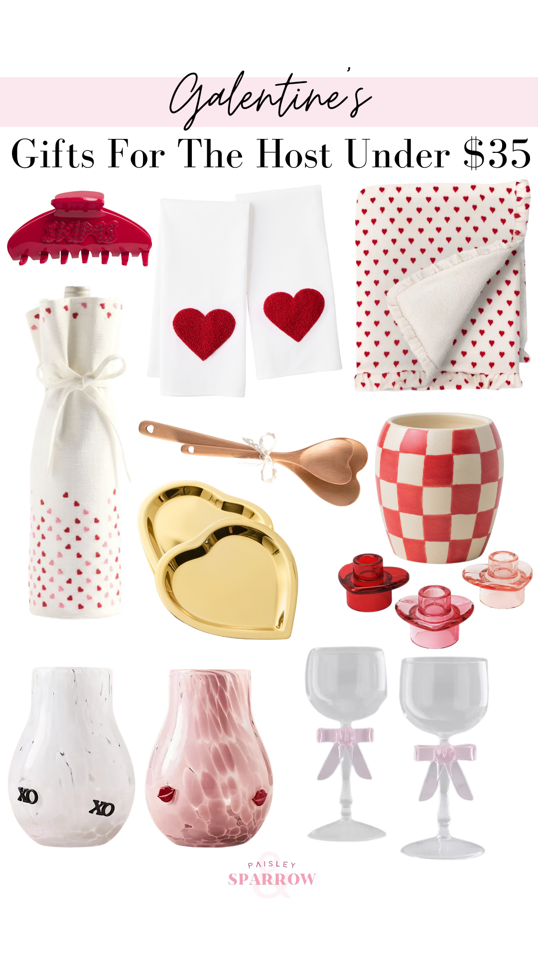 collage featuring galentine's gifts for the host under $35