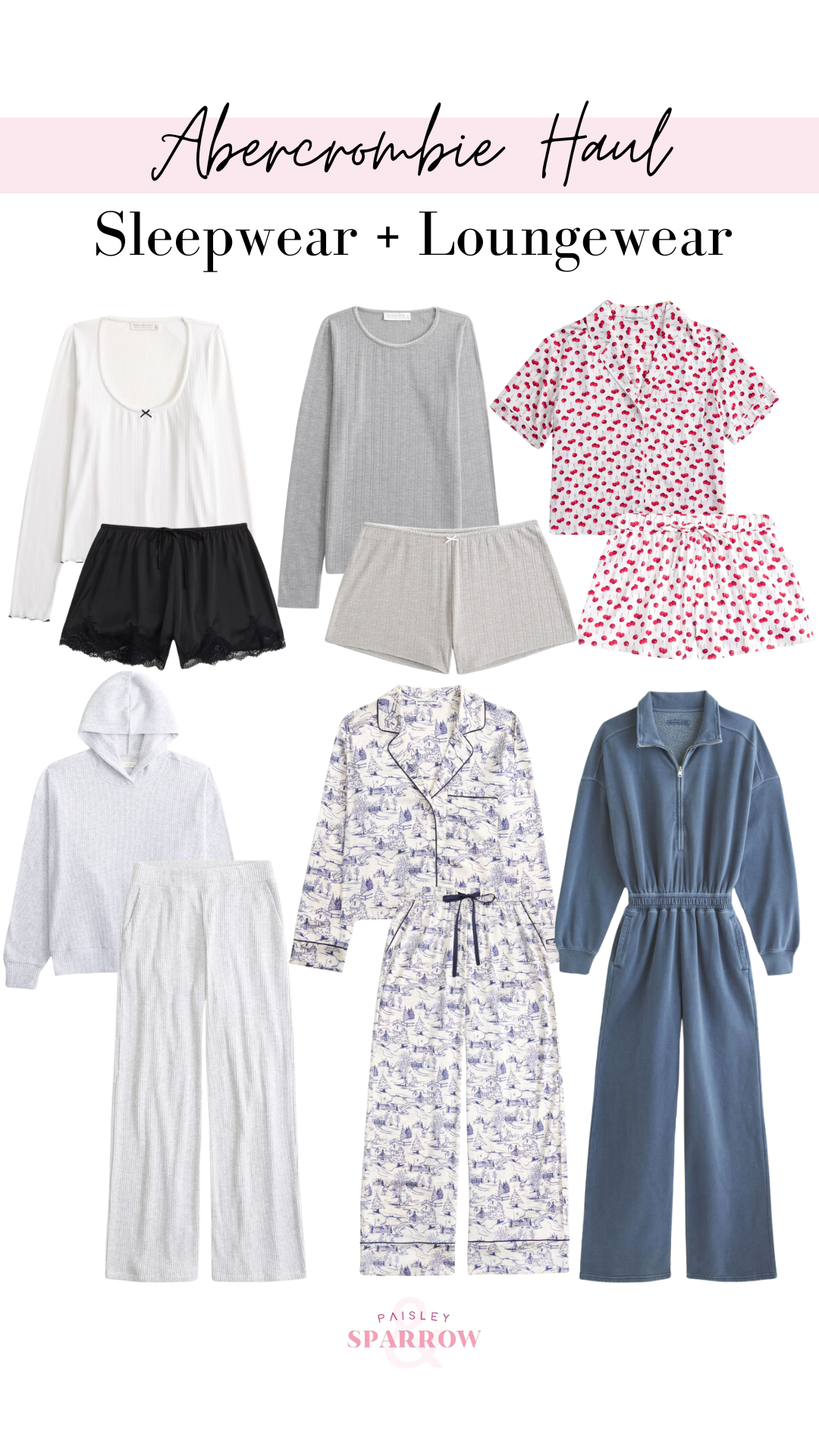 Abercrombie collage featuring sleepwear and loungewear