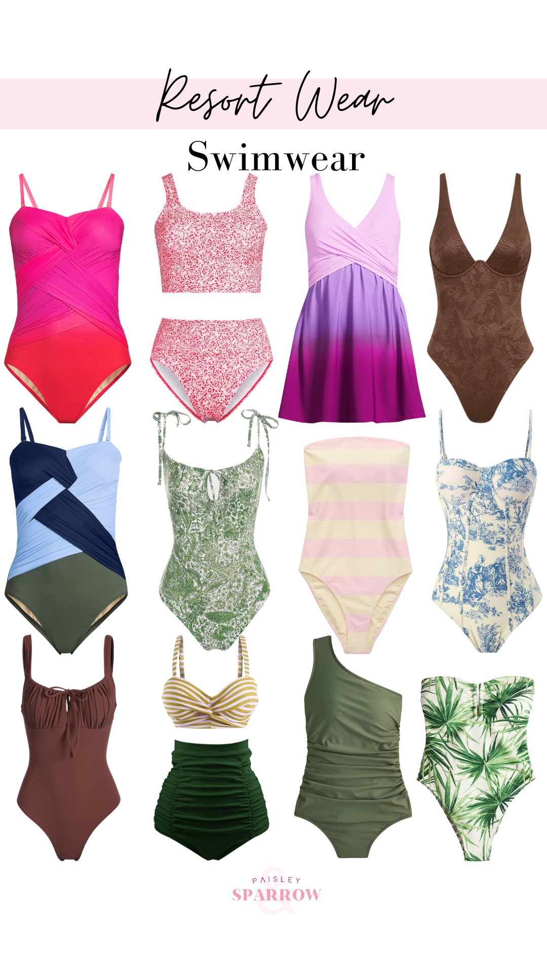 resort wear collage featuring swimwear 