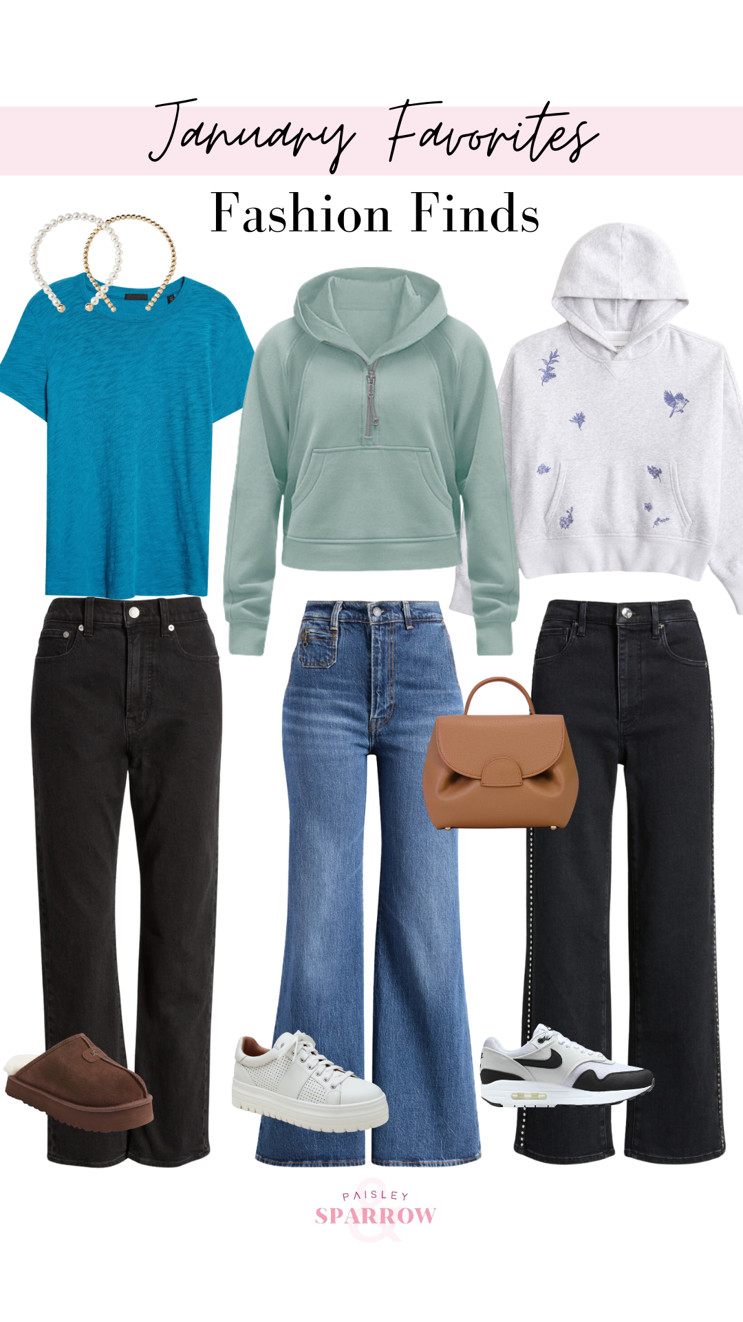 collage featuring january fashion favorites