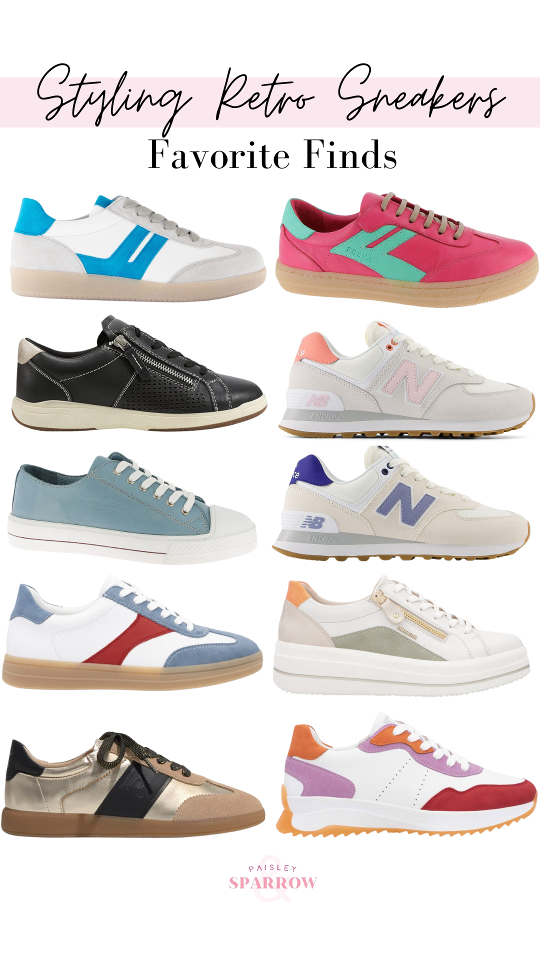 styling retro sneakers collage featuring favorite sneaker finds