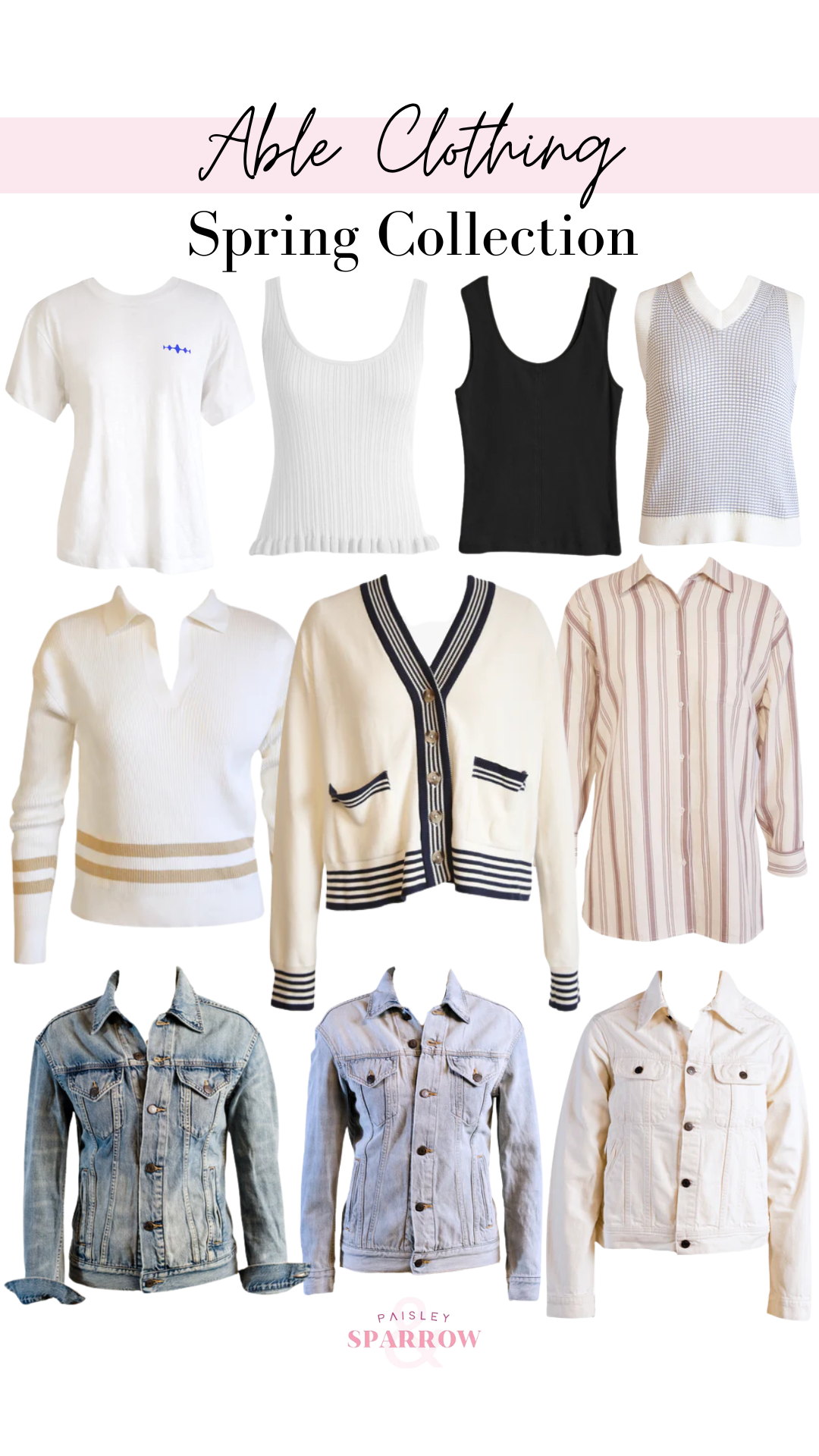 able clothing collage featuring the spring collection
