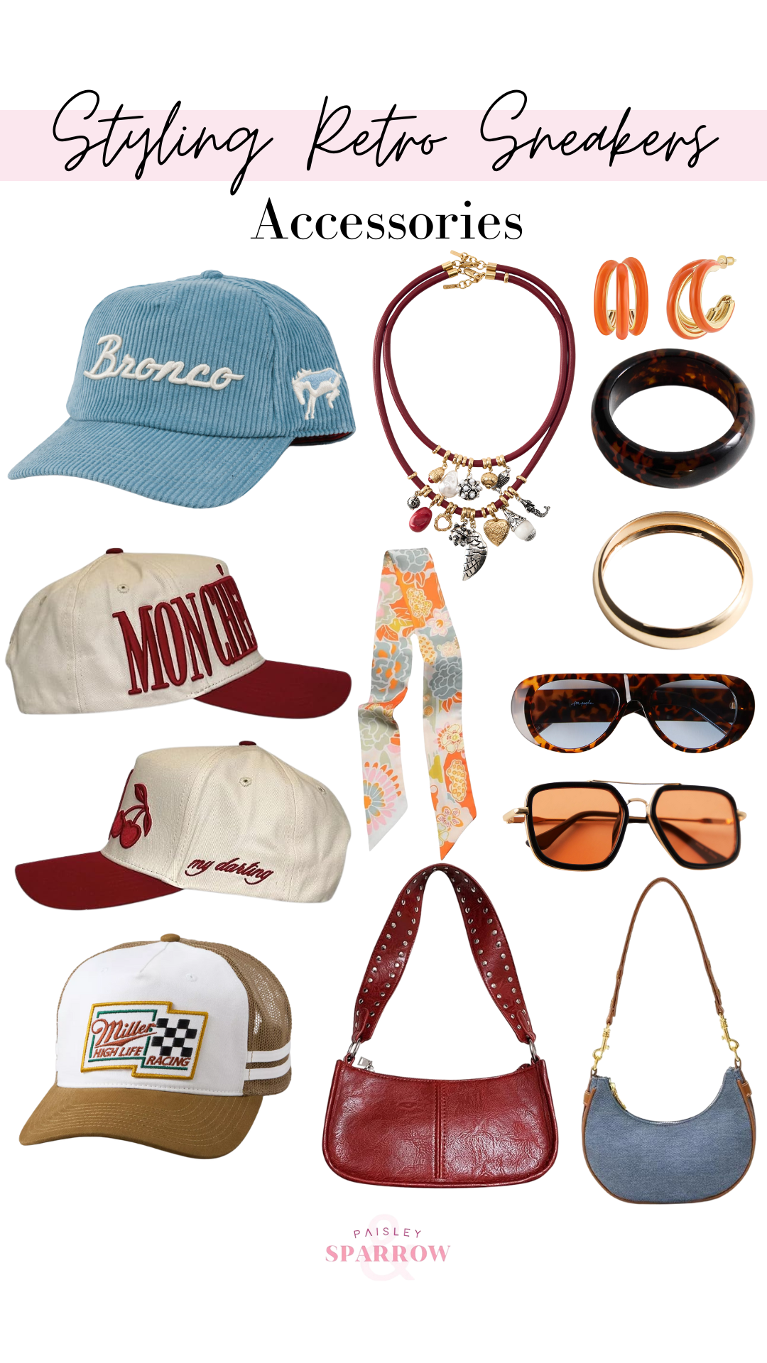 styling retro sneakers collage featuring accessories