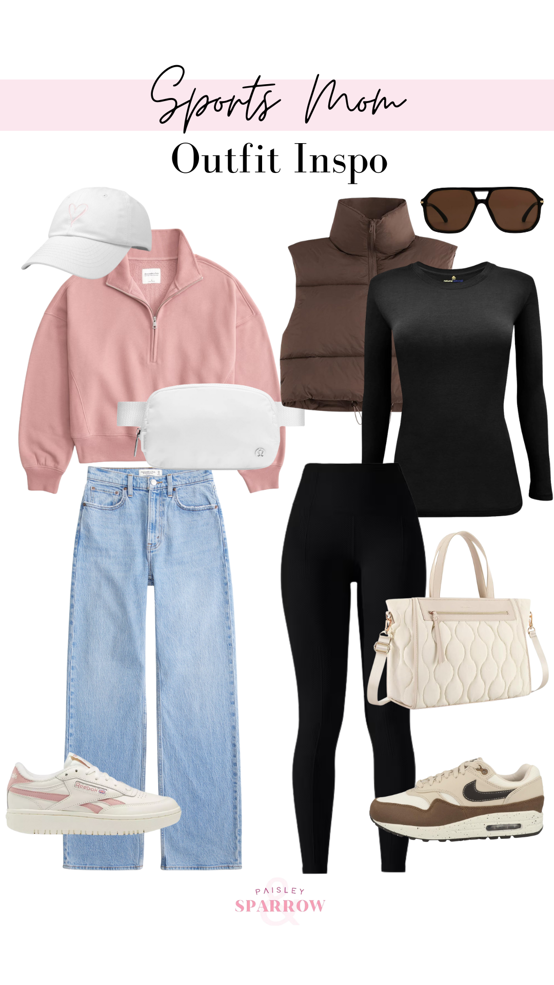 Sports mom collage featuring sports outfit inspo