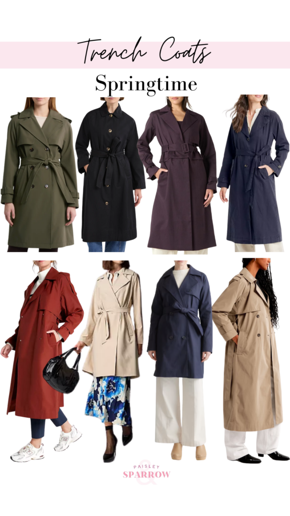 A graphic of different trench coats
