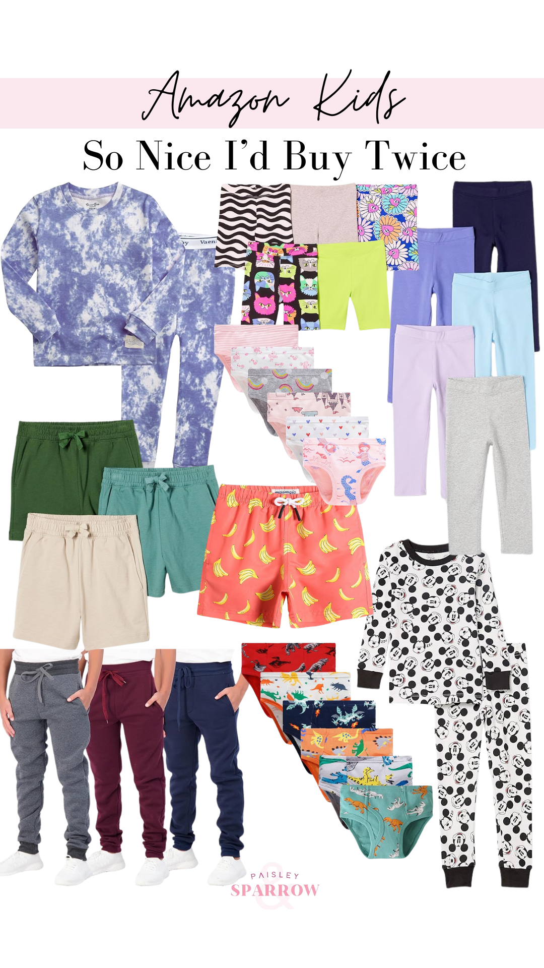 amazon kids, kids pajamas, amazon kids shorts, boys shorts, boys pajamas, girls pajamas, girly panties, boys underwear, boys joggers