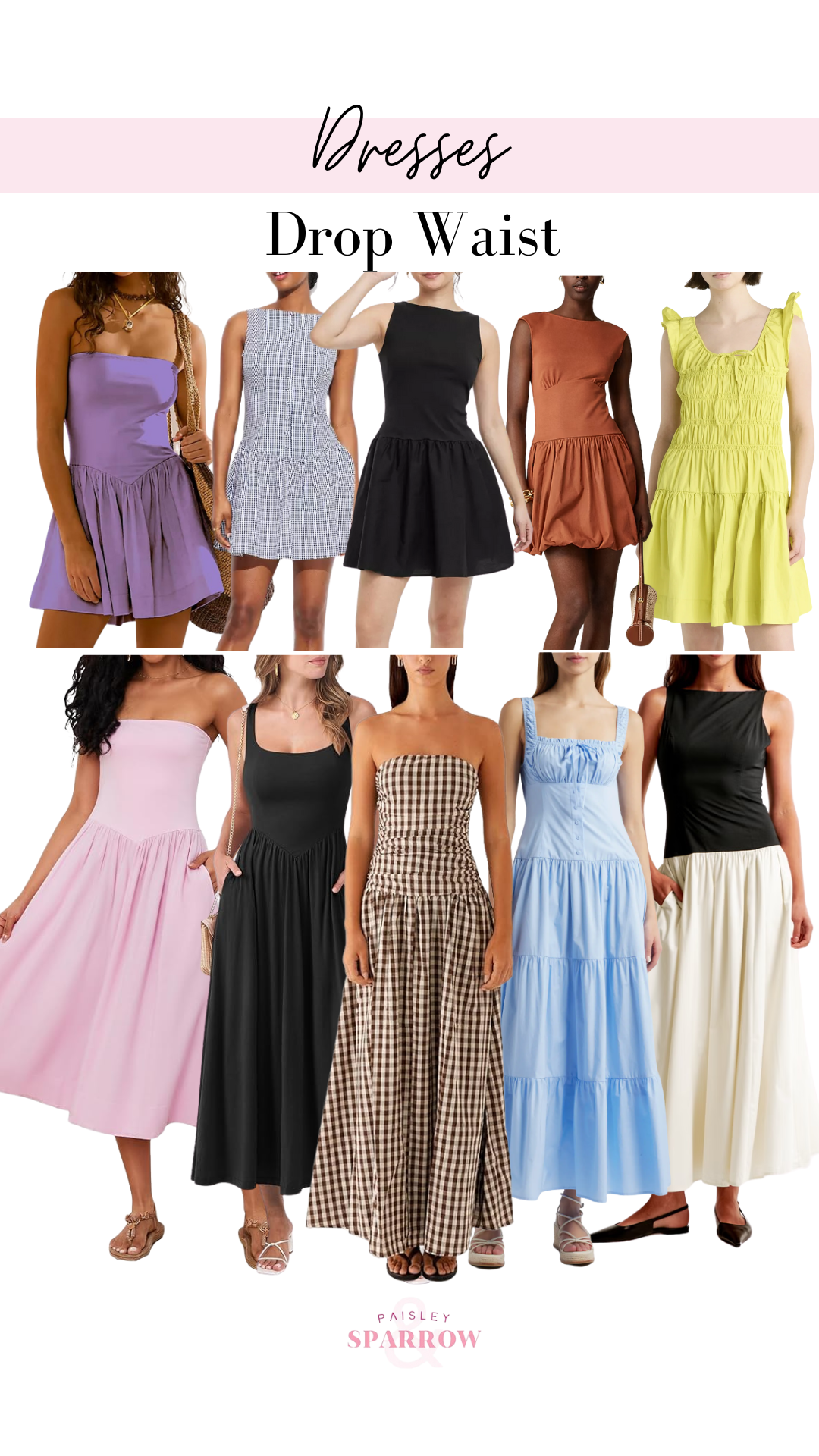 Drop waist dresses, womens 