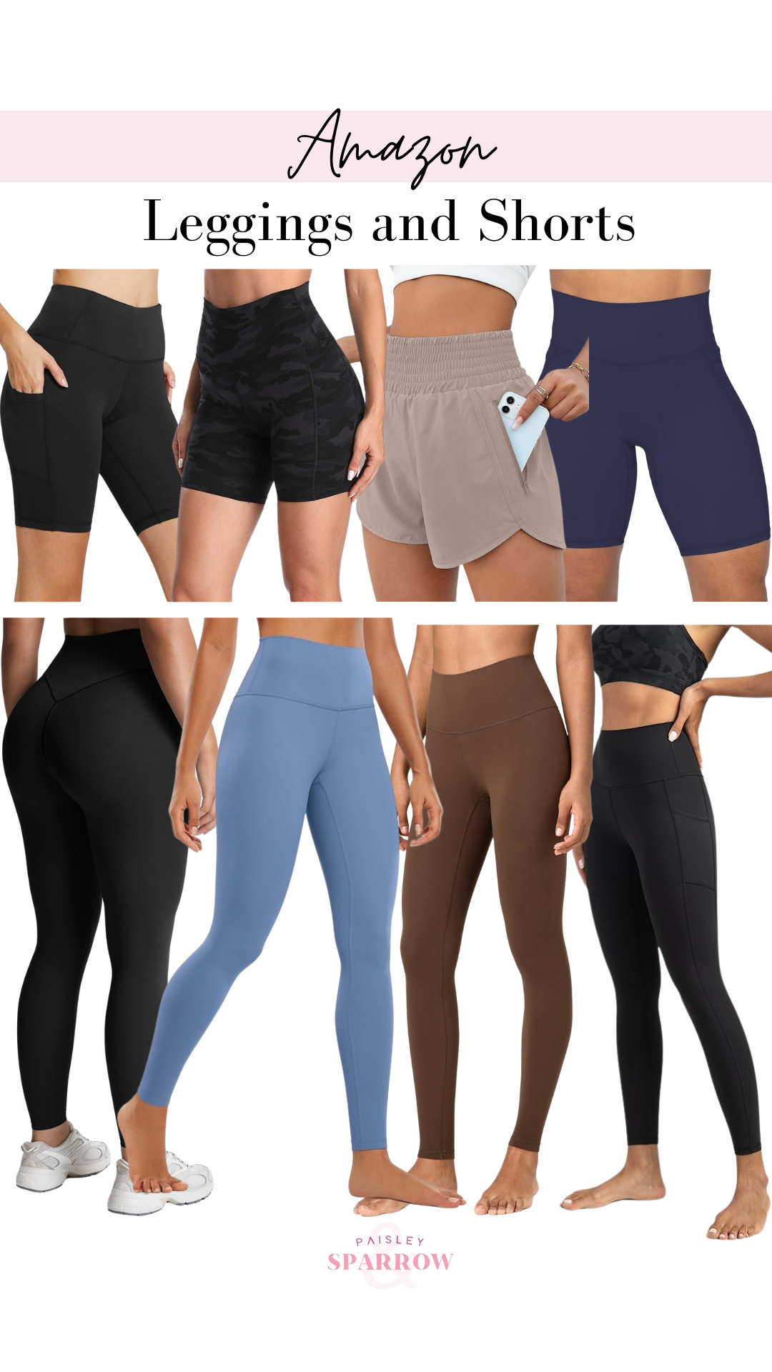 Collages of Amazon Leggings and Shorts