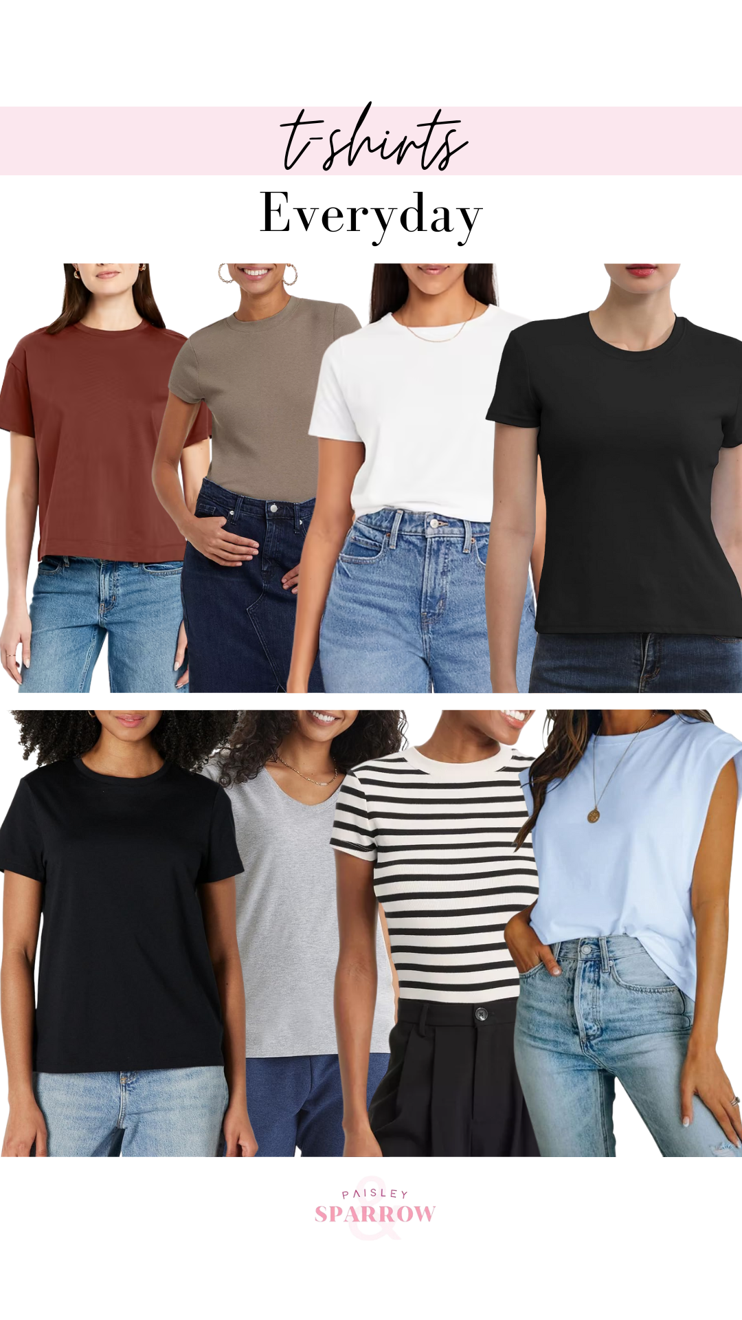 best t shirts for women, everyday t shirts, classic white tee, versatile t shirts, casual t shirts, comfortable t shirts, stylish t shirts, wardrobe basics, must have t shirts, affordable t shirts, neutral t shirts, colorful t shirts, black t shirt outfit, brown t shirt outfit, green t shirt outfit, red t shirt outfit, casual outfit ideas, everyday outfit essentials, best basic tees, t shirts to wear on repeat