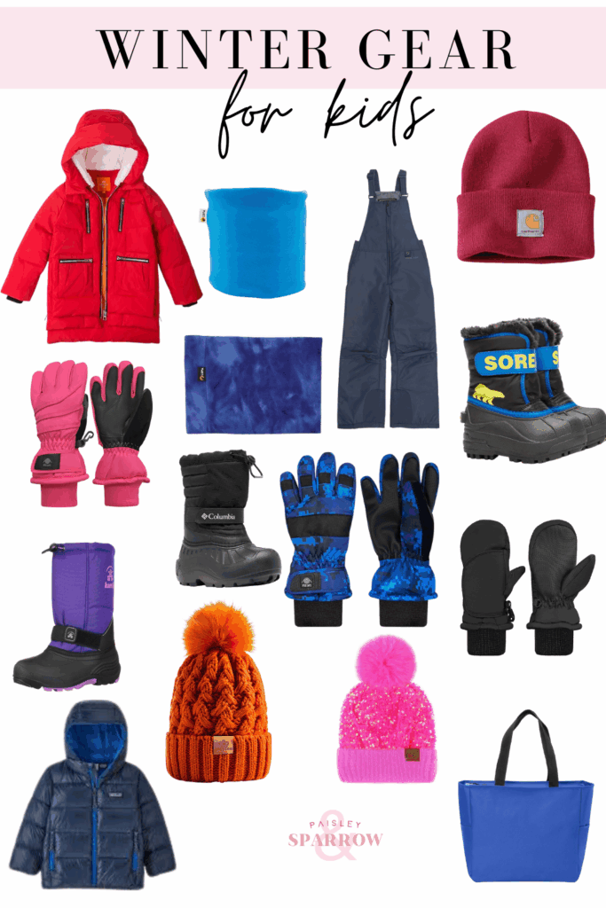 winter gear for kids collage