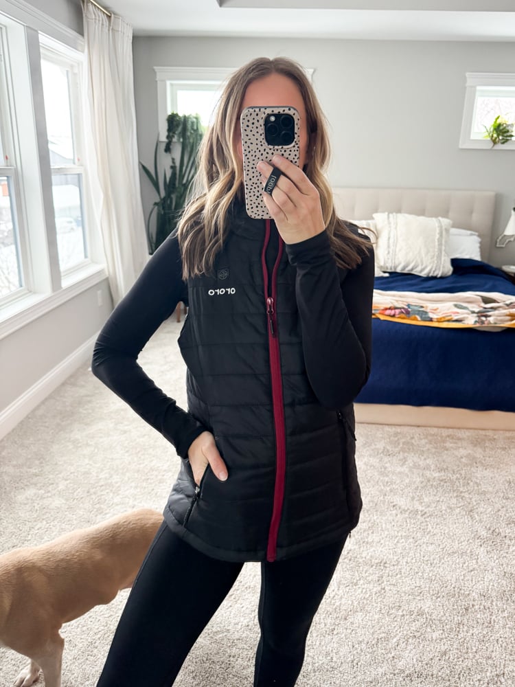 woman in heated vest